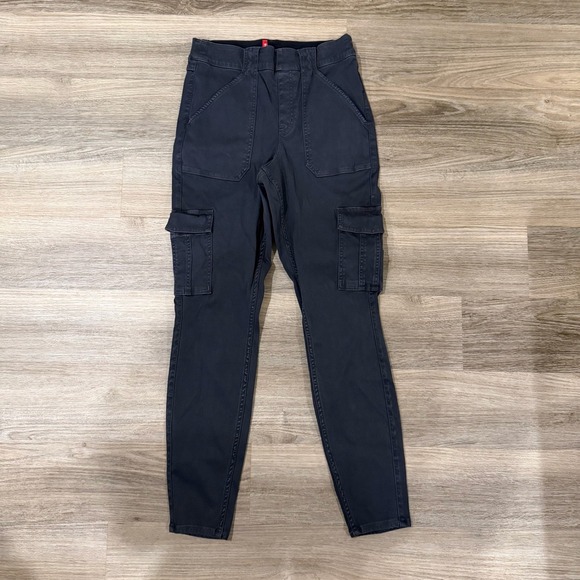 SPANX Pants - Spanx‎ 20311R Washed Black Stretch Twill Cargo Ankle Pant Large Women's Pull On